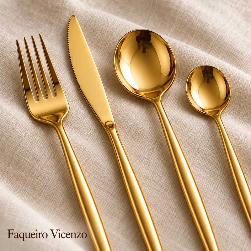 Faqueiro Vicenzo em Aço Inox - 24 Peças ou Kit Promocional com 48 Peças®