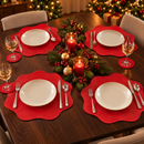 Mesa de Natal com jogos americanos vermelhos Magnólia