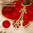 Detalhes da estampa e acabamento dourado